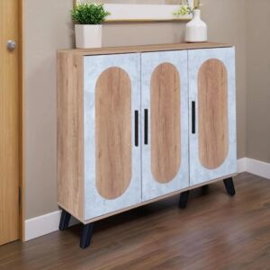 خزانة أحذية 3 أبواب خشب ماليزي فيودور - خشبي ورمادي