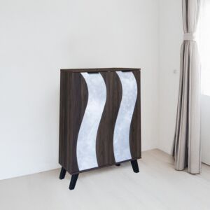 خزانة أحذية بابين خشب ماليزي 80 سم ديمير - بني ورمادي