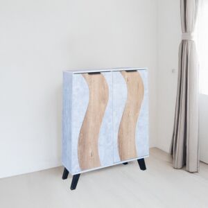 خزانة أحذية بابين خشب ماليزي 80 سم ديمير - رمادي وخشبي