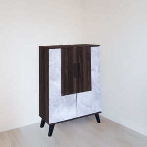 خزانة أحذية بابين خشب ماليزي 80 سم ماريتا - بني ورمادي