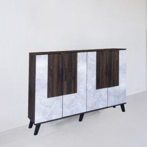 خزانة أحذية 4 أبواب خشب ماليزي 160 سم ماريتا - بني ورمادي