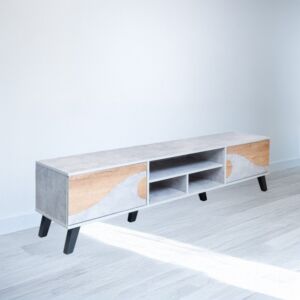 طاولة تلفزيون 180 سم - رمادي وخشبي