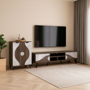 طاولة تلفزيون فيرا 180 سم وخزانة أحذية 4 رفوف