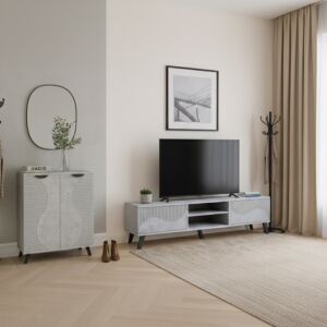 طاولة تلفزيون بيارا 160 سم وخزانة أحذية 4 رفوف