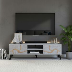 طاولة تلفزيون خشب ماليزي 160 سم - رمادي وبيج