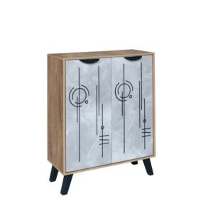 خزانة أحذية بابين خشب ماليزي ريماس - خشبي ورمادي