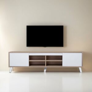 طاولة تلفزيون خشب ماليزي رولانا اللون أبيض وخشبي 