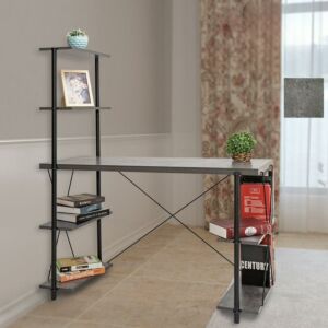 مكتب مع وحدة أرفف - رمادي