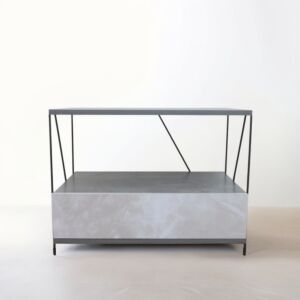 طاولة جانبية رفين ودرج - أبيض