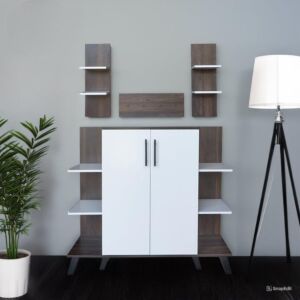 ركن قهوة مع أرفف معلقة كورنر - أبيض وبني