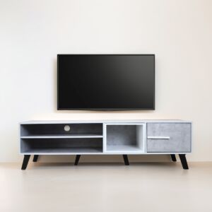 طاولة تلفاز خشب ماليزي إيفز - رمادي