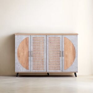 خزانة أحذية 4 أبواب ايطاليانو - بيج ورمادي