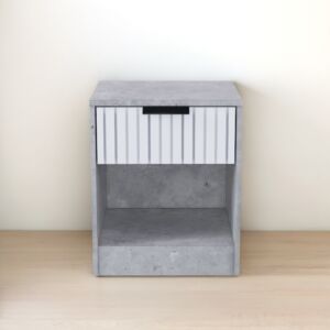 كومودينو درج ورف رومو - رمادي وأبيض