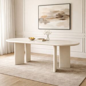 طاولة طعام من مجموعة ريفان - 8 اشخاص - كريمي