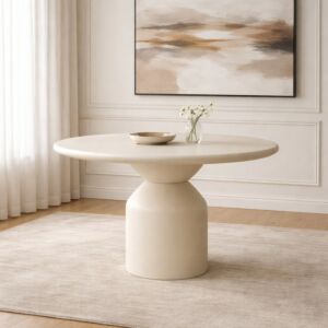 طاولة طعام دائرية نيرون - 6 اشخاص - كريمي