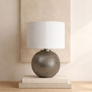 أبجورة طاولة سيرين - فضي وابيض