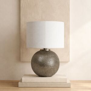 أبجورة طاولة سيرين - فضي وابيض