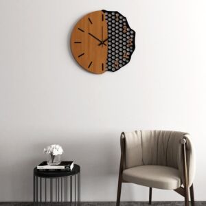 ساعة جدارية خشبية ميرا - اسود