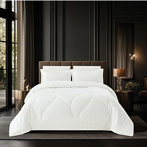 طقم لحاف شتوي سها مفرد ونص - 4 قطع - ابيض