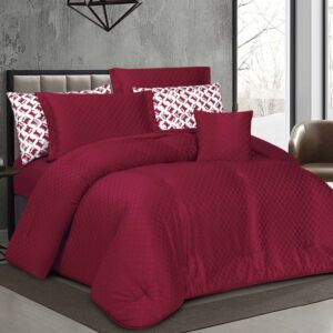 لحاف كوين صيفي بسمة 200x150 سم جاكارد فاخر - 4 قطع - عنابي