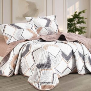 طقم لحاف ديانا صيفي خفيف مضغوط مزدوج - 4 قطع - ابيض وبيج