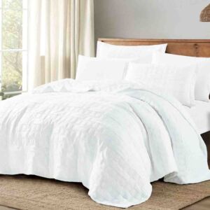 طقم لحاف كلارا صيفي خفيف مضغوط كوين 200x150 سم 4 قطع - ابيض