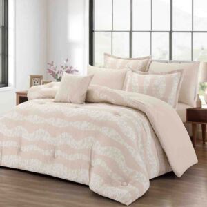 طقم لحاف مفرد ونص صيفي ويفي - 4 قطع - بيج فاتح