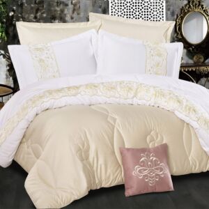 طقم لحاف رنيم صيفي مزدوج فاخر قطن مطرز 7 قطع - سكري