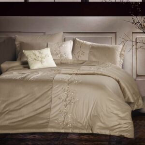 طقم لحاف مومبا صيفي مزدوج قطن فاخر مطرز 7 قطع - بني