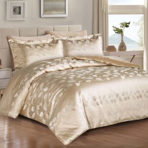 طقم لحاف أشلي شتوي فاخر مزدوج مطرز مخمل 6 قطع - بيج