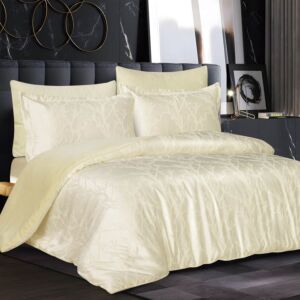 لحاف لينو شتوي كوين 200x150 سم مخمل جاكارد - 4 قطع - كريمي