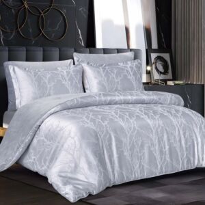 لحاف لينو شتوي كوين 200x150 سم مخمل جاكارد - 4 قطع - رمادي