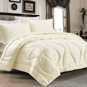 طقم لحاف مزدوج صيفي مانتي - 6 قطع - كريمي