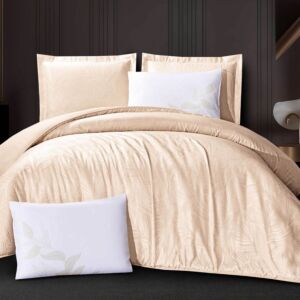 طقم لحاف مزدوج صيفي كايلي جاكارد - 6 قطع - بيج غامق