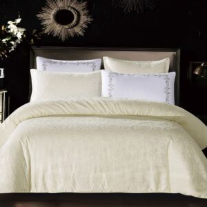 طقم لحاف مزدوج صيفي آلين جاكارد - 6 قطع - كريمي