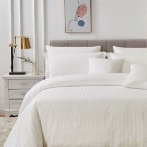 طقم لحاف فندقي نداف قطن مزدوج 250 غرزة 7 قطع - كريمي