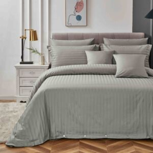طقم لحاف فندقي نداف قطن مقاس كوين 200x160 سم 250 غرزة 5 قطع - رمادي