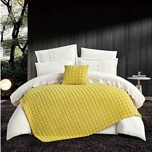 طقم لحاف فرو شتوي مزدوج فرنزي براي - 8 قطع - ابيض