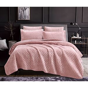 طقم لحاف كويلا شتوي كوين فرو مضغوط 4 قطع 230x170سم - وردي