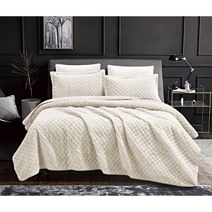 طقم لحاف كويلا شتوي كوين فرو مضغوط 4 قطع 230x170سم - بيج فاتح