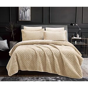 طقم لحاف كويلا شتوي فرو مضغوط مزدوج 6 قطع 250x230 سم - بيج