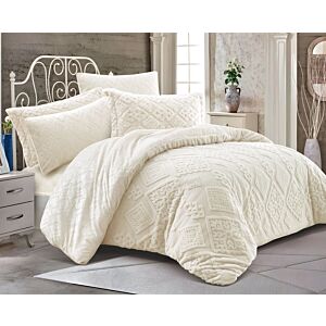 طقم لحاف ريمي شتوي مزدوج فرو 6 قطع 260x240 سم - كريمي