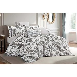 لحاف مزدوج روزي مشجر - 8 قطع - رمادي