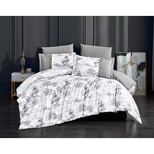 لحاف مزدوج فيكتوريا - 6 قطع - ابيض ورمادي