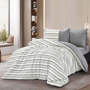 لحاف مفرد ونص إشراقة - 4 قطع - رمادي