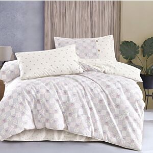 لحاف مفرد ونص مضاوي متعدد الرسومات - 4 قطع - كريمي