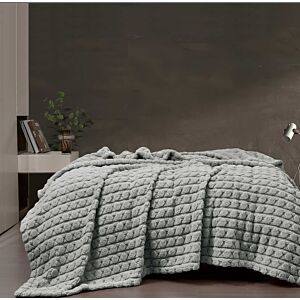 بطانية فرنزي فرو محفور مزدوج 220 x240 سم - رمادي