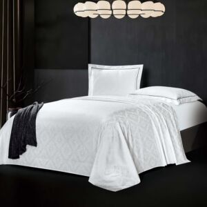 طقم شرشف كاتلينا مطاط صيفي مزدوج جاكارد قطن 4 قطع - أبيض