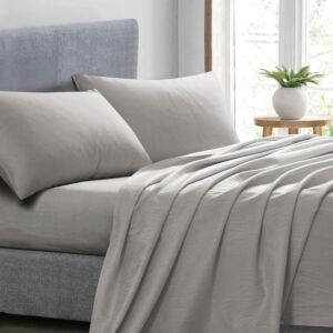 طقم شرشف ألينا مطاط صيفي مزدوج جاكارد قطن 4 قطع - رمادي فاتح