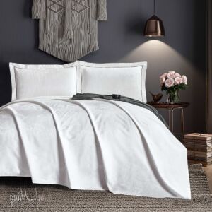 طقم شرشف لوسيا مطاط صيفي مزدوج جاكارد قطن 4 قطع - ابيض